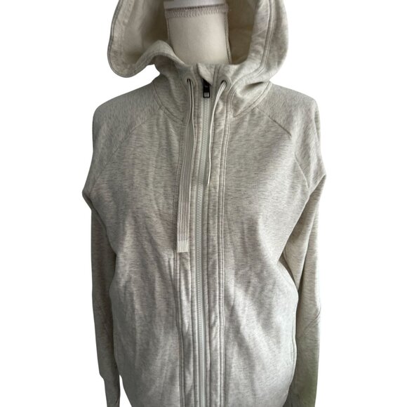 ATHLETA Oatmeal Heathered Long Hoodie Zip Sweatshirt Size Small - Picture 3 of 9